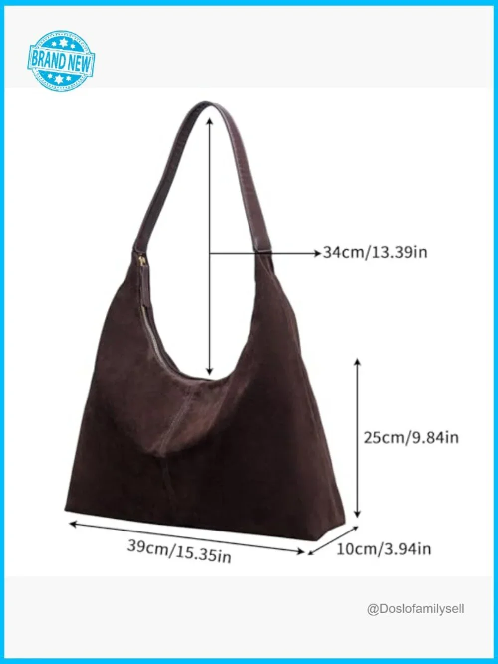 Suede Leather Hobo Shoulder Bag Slouchy Tote Handbag Crescent Purse Women
